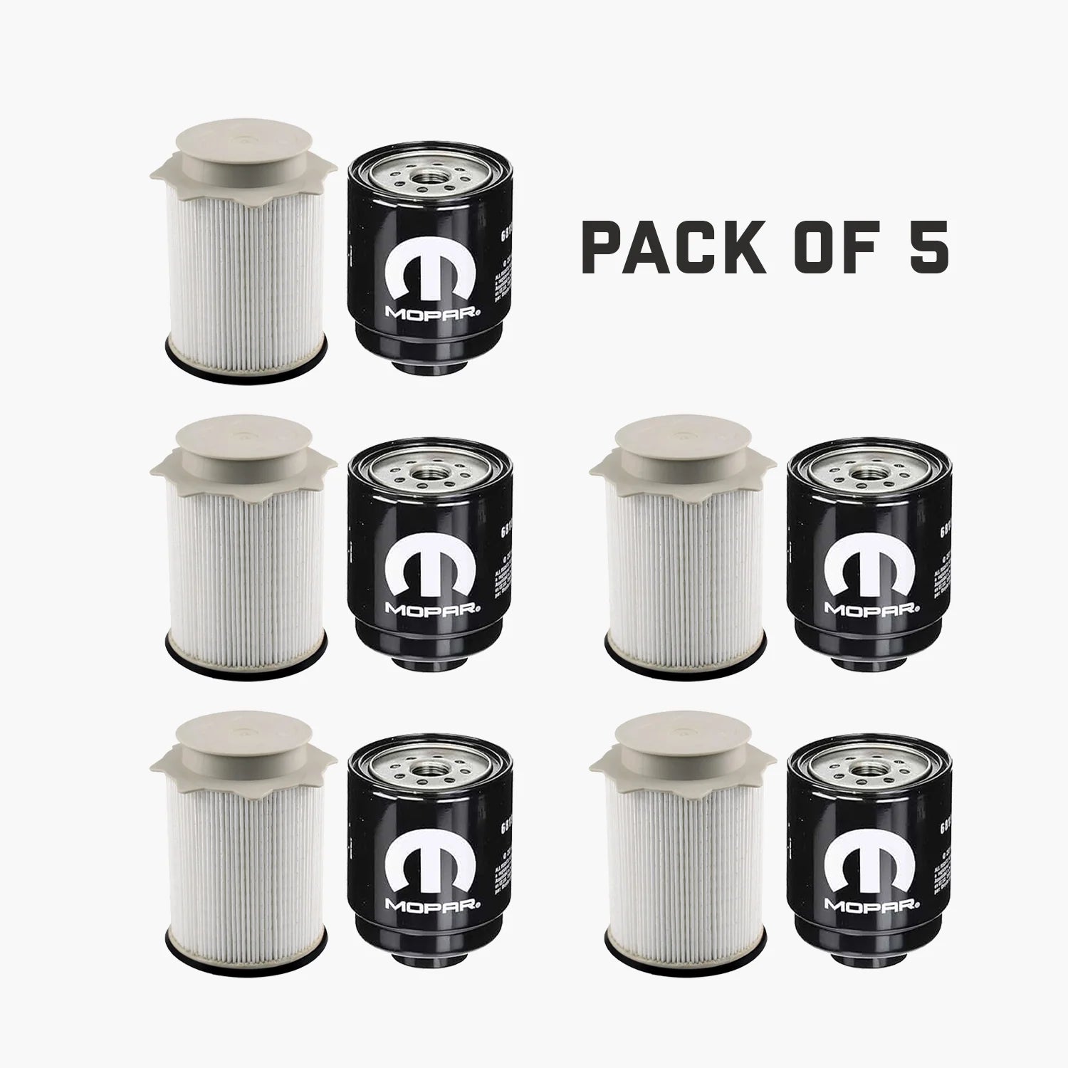 Dodge Ram 6.7 Liter Diesel Fuel Filter Water Separator Set 2013-18 Mopar OEM (Pack of 5)
