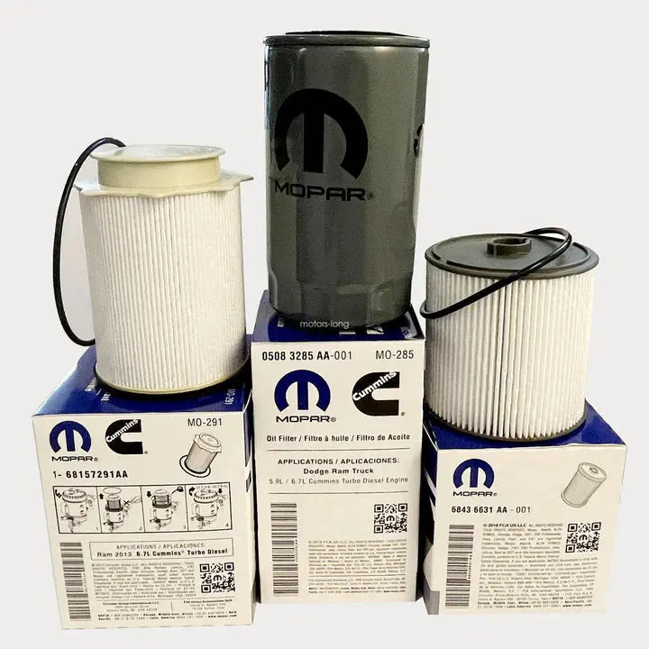 Mopar Diesel Fuel Filter Set and Oil Kit OEM for 2019-2021 Ram 2500 - 5500 6.7L (2 Sets Pack of 3 ) Free Shipping MOPAR